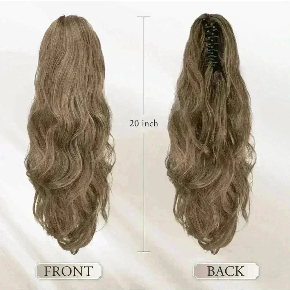 Claw Clip Ponytail Extension 20 Inch Long Wavy  Clip in Ponytail Hair Extensions